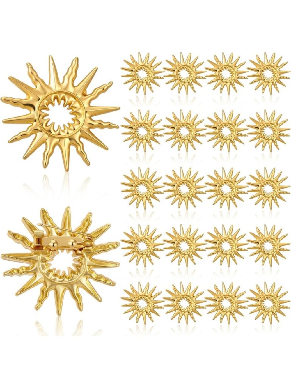 24 Pcs Star Sun Enamel Pins Set | Octagram Brooches for Hats, Bags & Accessories